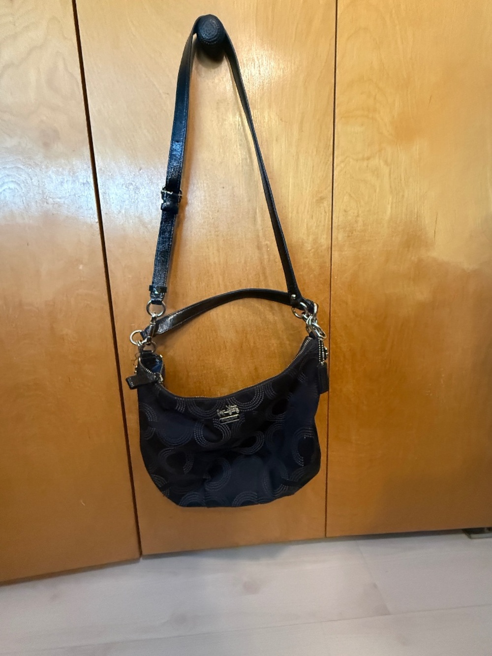 COACH Madison Black Jacquard Hobo Shoulder Bag F15929